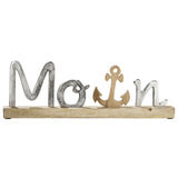 Schriftzug "Moin" auf Holzbase aus Mango