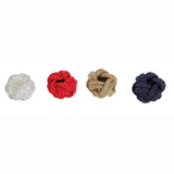 Makrameeknoten für Halstücher. Farben: weiß | rot | natur | blau